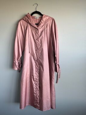 Beautiful Vintage Alorna Pink Hooded Belted Rain Trench Coat Women’s 11/12